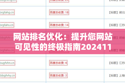 网站排名优化：提升您网站可见性的终极指南20241105