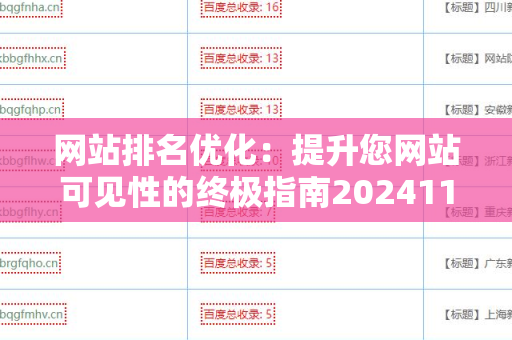 网站排名优化：提升您网站可见性的终极指南20241105