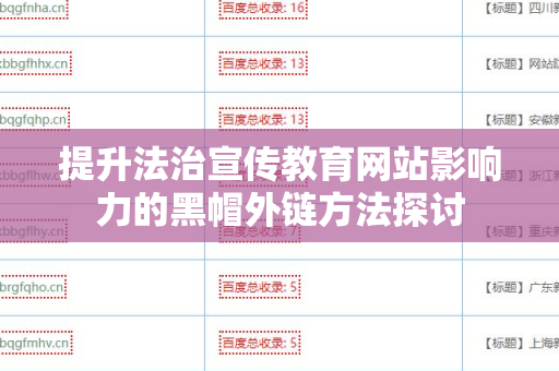 提升法治宣传教育网站影响力的黑帽外链方法探讨