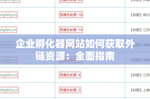 企业孵化器网站如何获取外链资源：全面指南