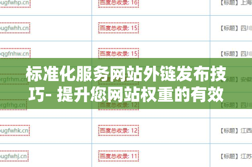 标准化服务网站外链发布技巧- 提升您网站权重的有效方法