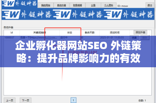 企业孵化器网站SEO 外链策略：提升品牌影响力的有效途径