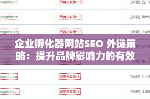 企业孵化器网站SEO 外链策略：提升品牌影响力的有效途径