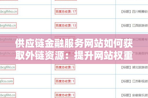 供应链金融服务网站如何获取外链资源：提升网站权重的有效策略