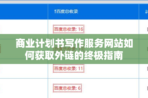 商业计划书写作服务网站如何获取外链的终极指南
