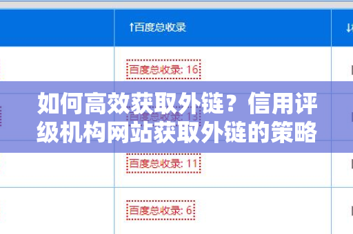 如何高效获取外链？信用评级机构网站获取外链的策略与方法