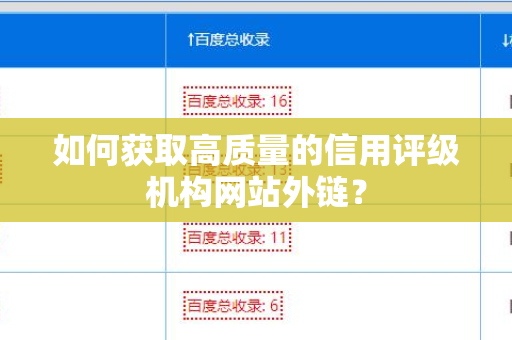 如何获取高质量的信用评级机构网站外链？