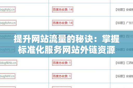 提升网站流量的秘诀：掌握标准化服务网站外链资源
