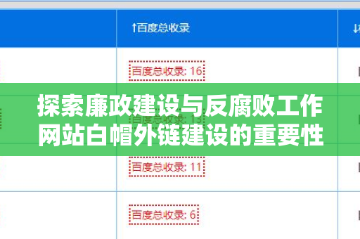 探索廉政建设与反腐败工作网站白帽外链建设的重要性与策略