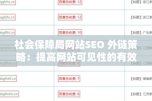 社会保障局网站SEO 外链策略：提高网站可见性的有效方法