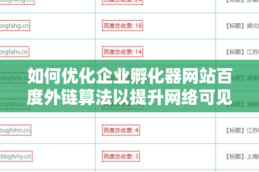 如何优化企业孵化器网站百度外链算法以提升网络可见性