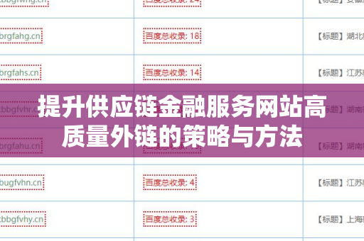 提升供应链金融服务网站高质量外链的策略与方法