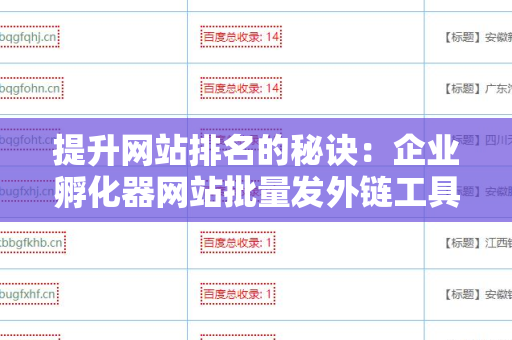 提升网站排名的秘诀：企业孵化器网站批量发外链工具