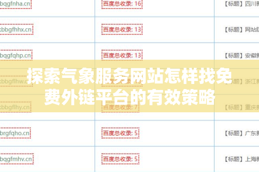 探索气象服务网站怎样找免费外链平台的有效策略