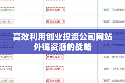 高效利用创业投资公司网站外链资源的战略