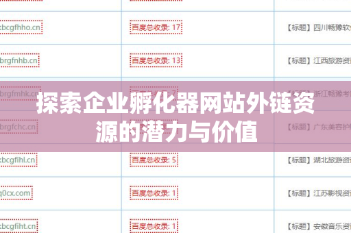 探索企业孵化器网站外链资源的潜力与价值