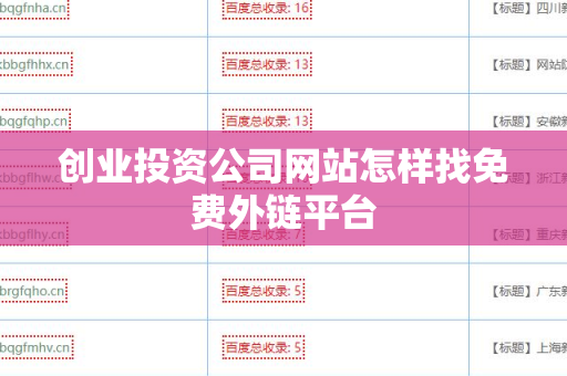 创业投资公司网站怎样找免费外链平台
