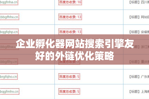 企业孵化器网站搜索引擎友好的外链优化策略