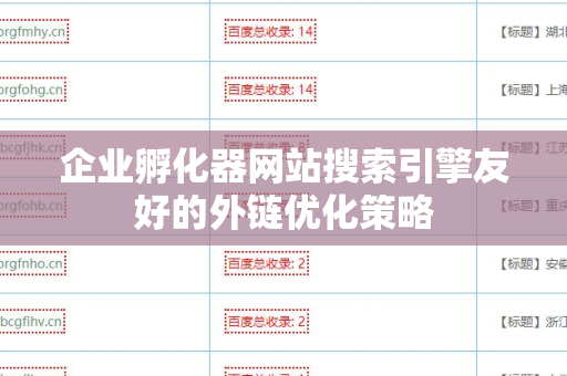企业孵化器网站搜索引擎友好的外链优化策略