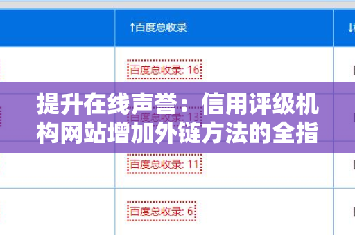 提升在线声誉：信用评级机构网站增加外链方法的全指南