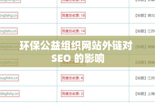 环保公益组织网站外链对 SEO 的影响