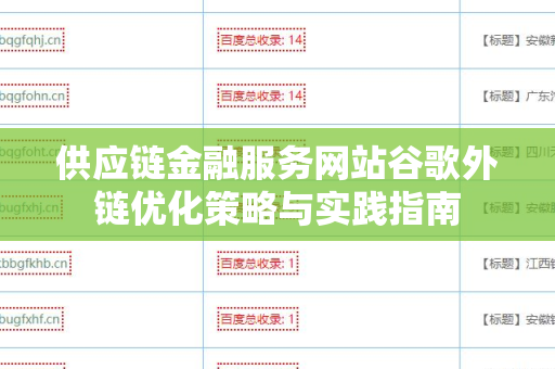 供应链金融服务网站谷歌外链优化策略与实践指南