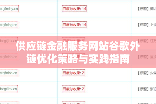 供应链金融服务网站谷歌外链优化策略与实践指南