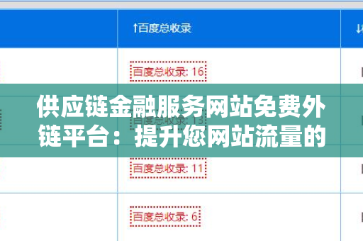 供应链金融服务网站免费外链平台：提升您网站流量的有效途径