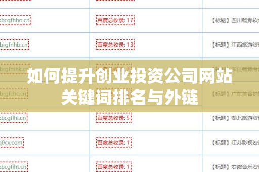 如何提升创业投资公司网站关键词排名与外链
