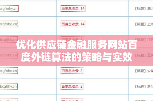优化供应链金融服务网站百度外链算法的策略与实效
