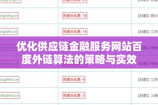 优化供应链金融服务网站百度外链算法的策略与实效
