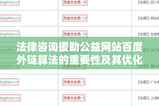 法律咨询援助公益网站百度外链算法的重要性及其优化策略