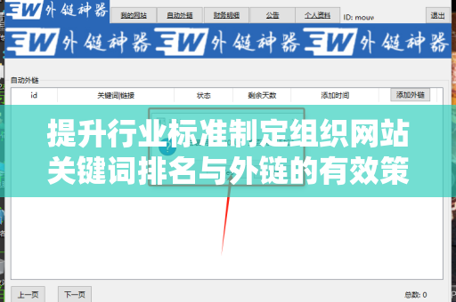 提升行业标准制定组织网站关键词排名与外链的有效策略