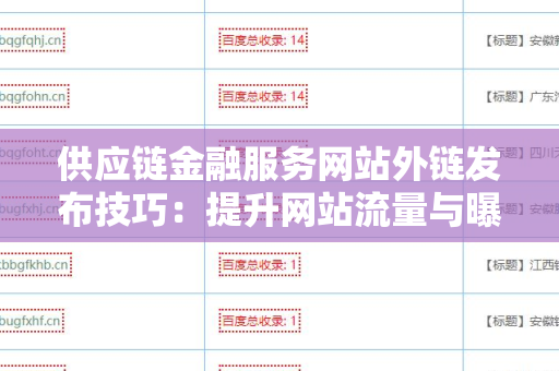 供应链金融服务网站外链发布技巧：提升网站流量与曝光率的有效策略