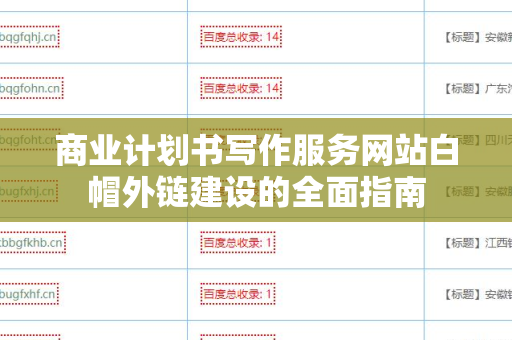 商业计划书写作服务网站白帽外链建设的全面指南
