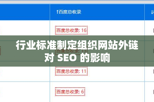 行业标准制定组织网站外链对 SEO 的影响