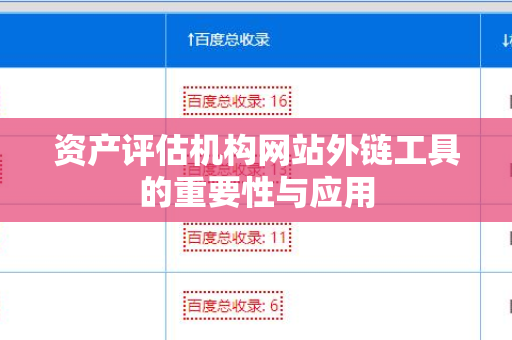 资产评估机构网站外链工具的重要性与应用