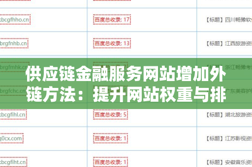 供应链金融服务网站增加外链方法：提升网站权重与排名的策略