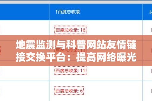 地震监测与科普网站友情链接交换平台：提高网络曝光率的有效途径