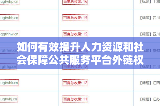 如何有效提升人力资源和社会保障公共服务平台外链权重提升？