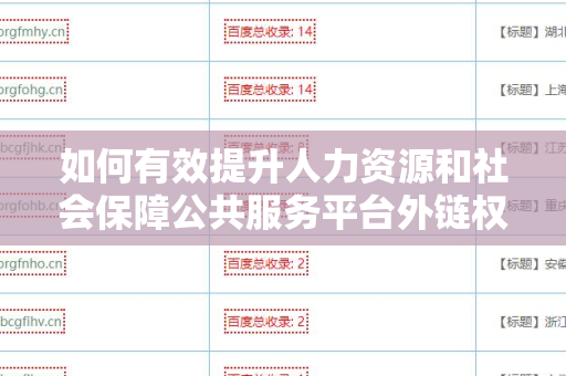 如何有效提升人力资源和社会保障公共服务平台外链权重提升？