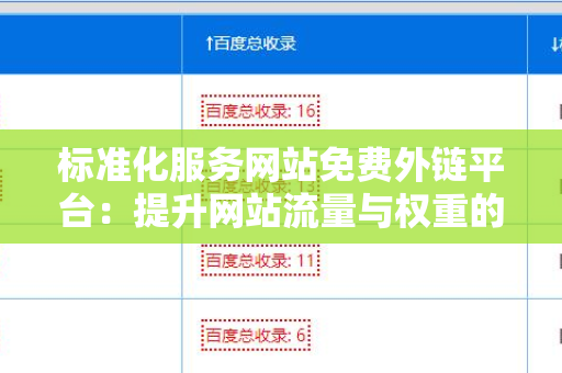 标准化服务网站免费外链平台：提升网站流量与权重的秘籍