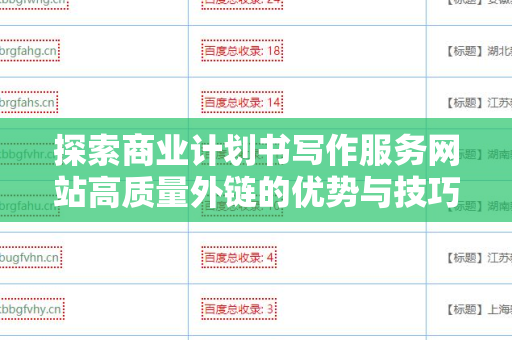 探索商业计划书写作服务网站高质量外链的优势与技巧