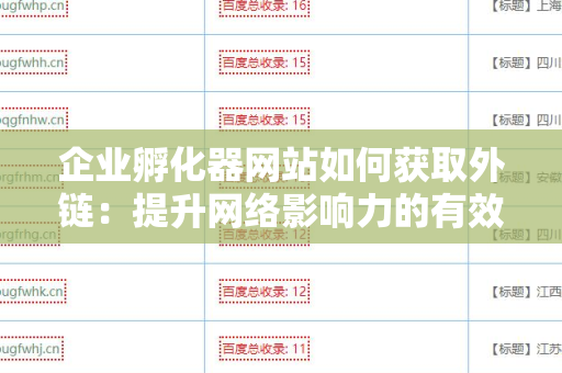 企业孵化器网站如何获取外链：提升网络影响力的有效策略