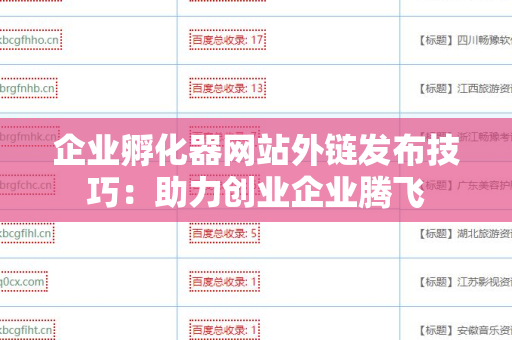 企业孵化器网站外链发布技巧：助力创业企业腾飞