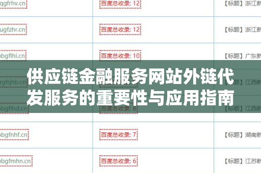 供应链金融服务网站外链代发服务的重要性与应用指南