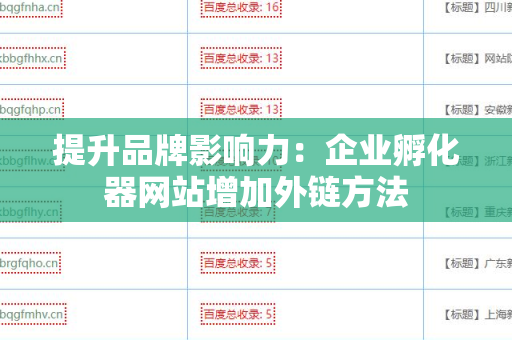 提升品牌影响力：企业孵化器网站增加外链方法