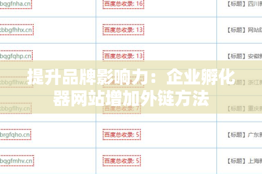 提升品牌影响力：企业孵化器网站增加外链方法