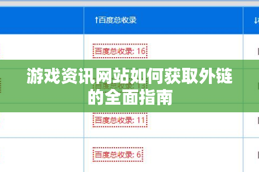 游戏资讯网站如何获取外链的全面指南