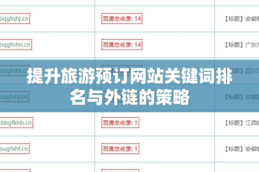 提升旅游预订网站关键词排名与外链的策略